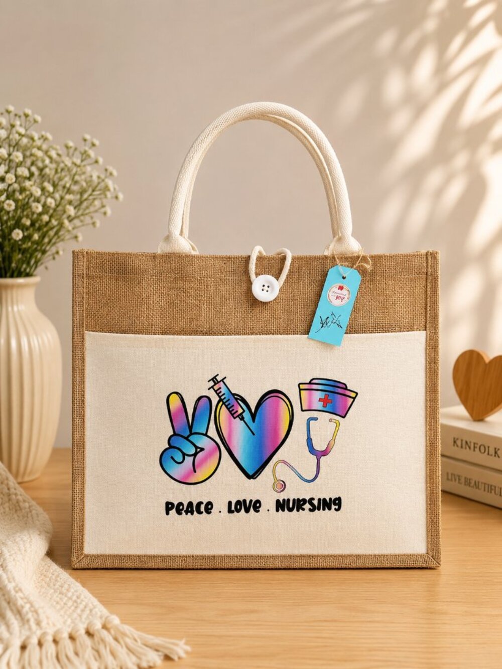 Custom Canvas Tote Bag – Peace • Love ...